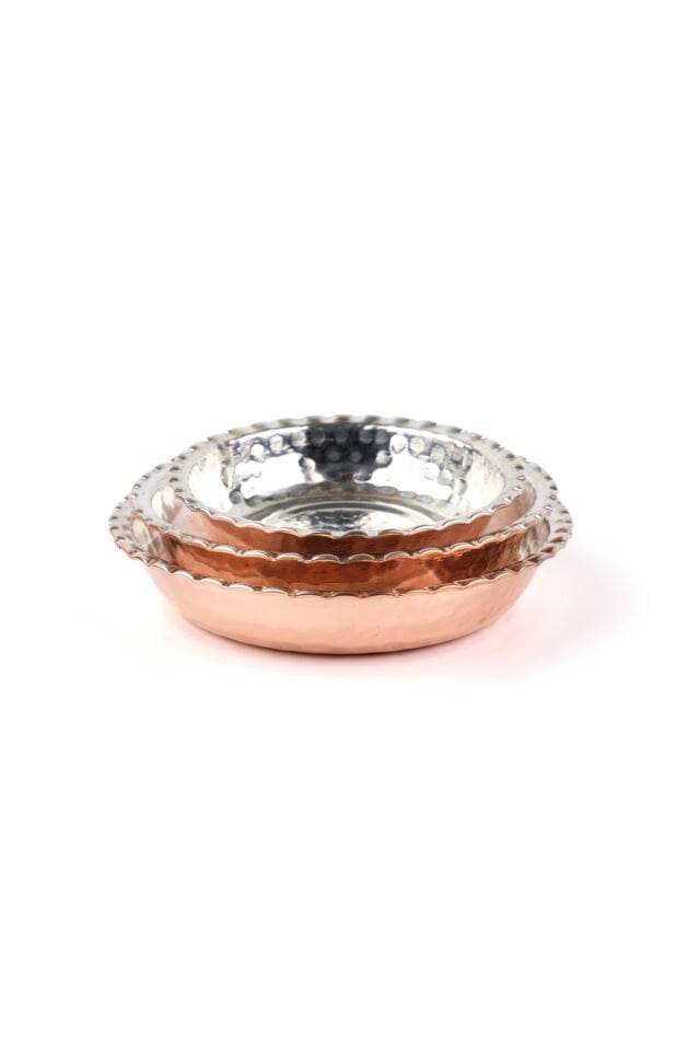 Bakır Tabak Kahvaltılık Çerezlik 3'lü 12-11-9 Cm