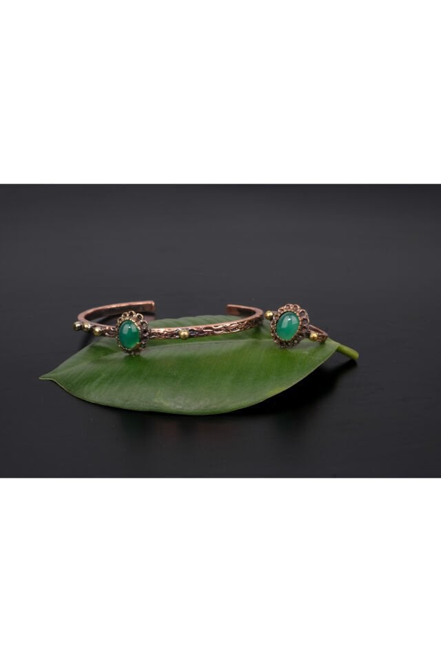 Bakır Bilezik Taşlı Yüzüklü