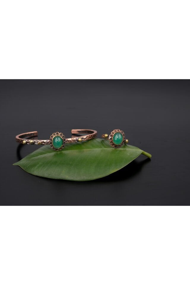 Bakır Bilezik Taşlı Yüzüklü