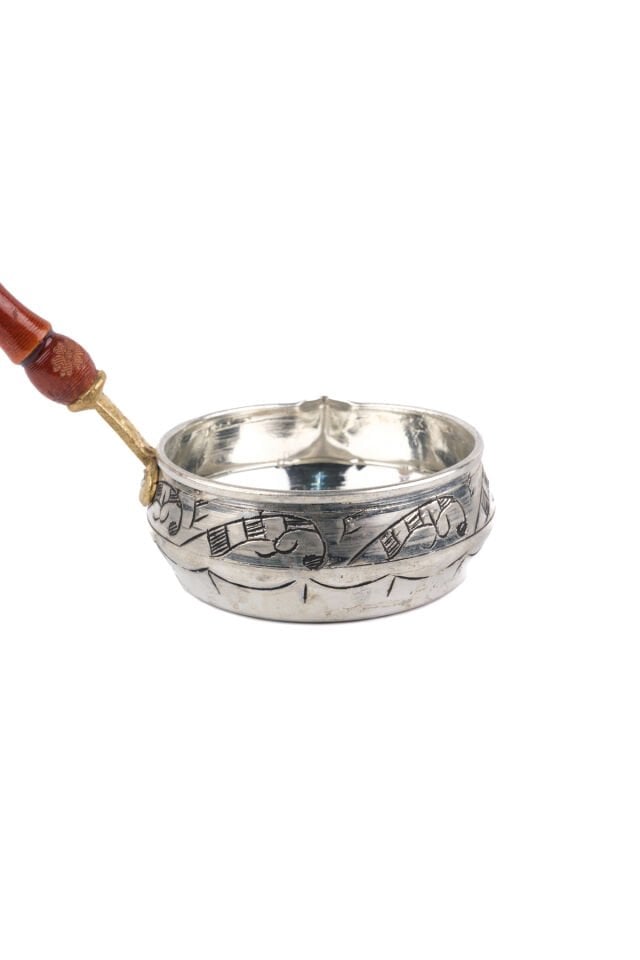 Bakır Sosluk El Oyması İşlemeli Kalaylı 10cm