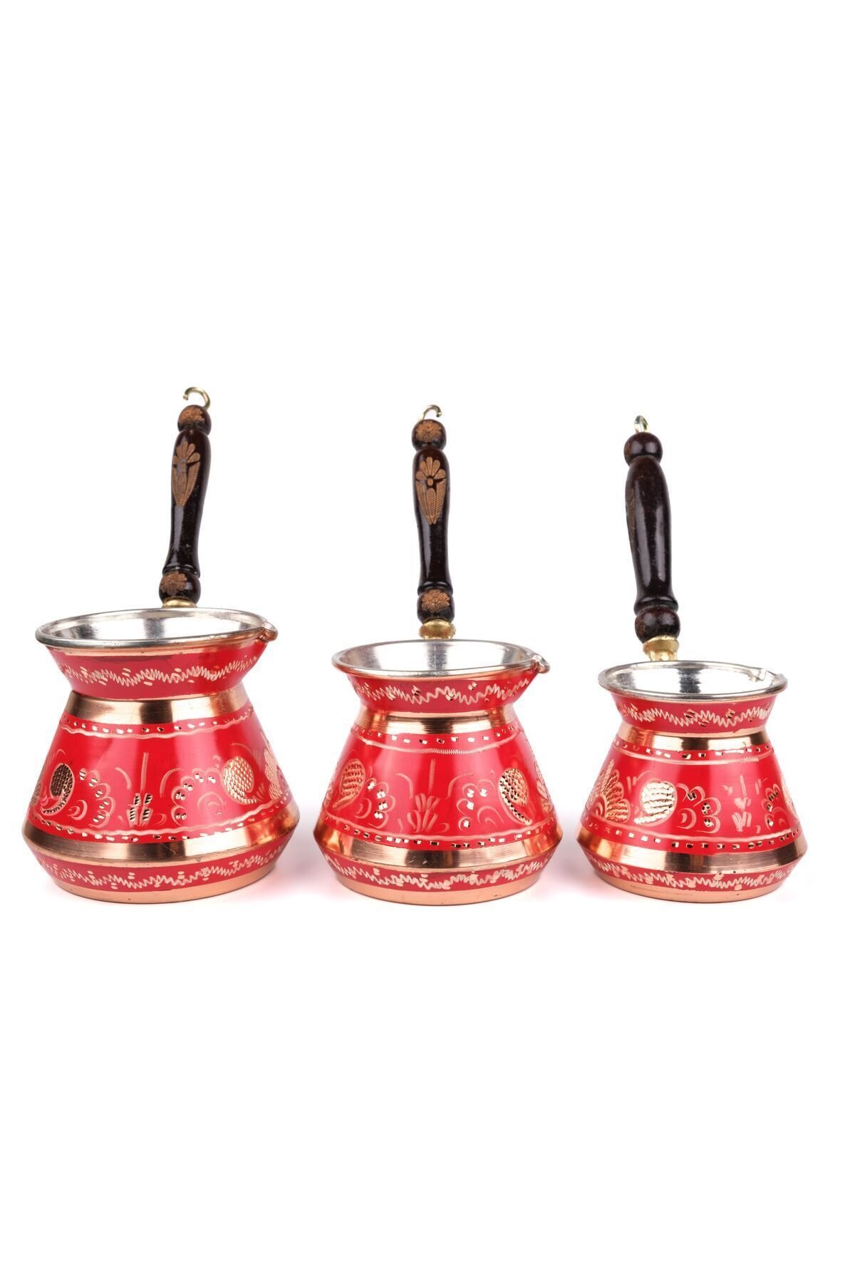 Bakır Cezve Erzincan El İşleme 3'lü Tombik(8-6-4 kişilik)