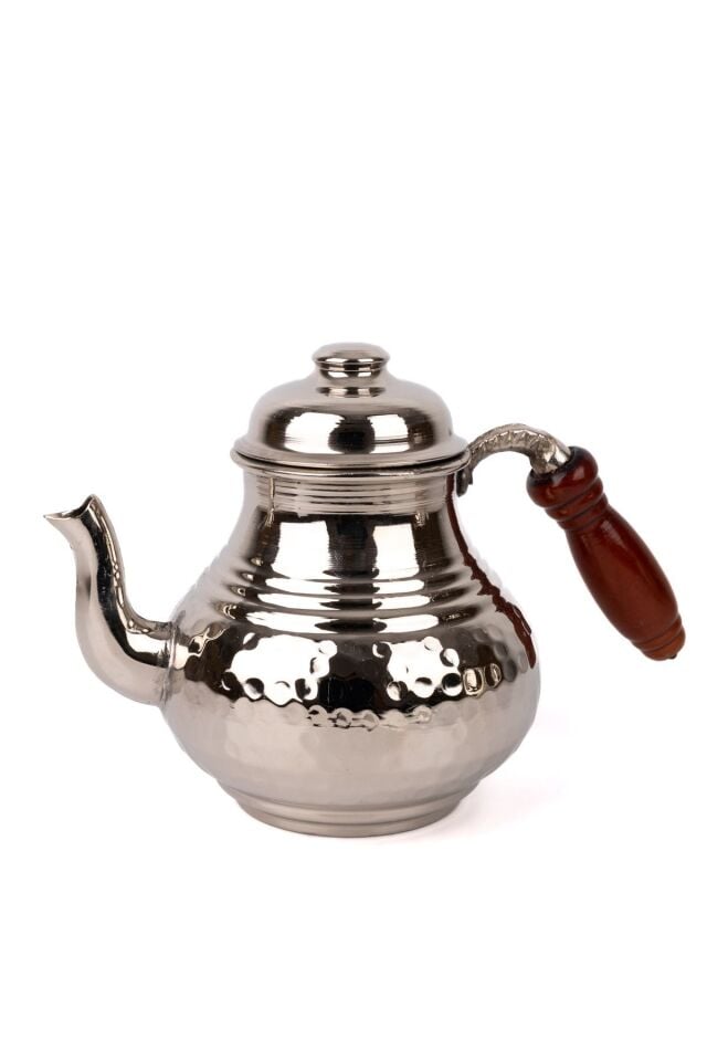 Bakır Büyük Çekiç Dövme Çaydanlık Nikelli