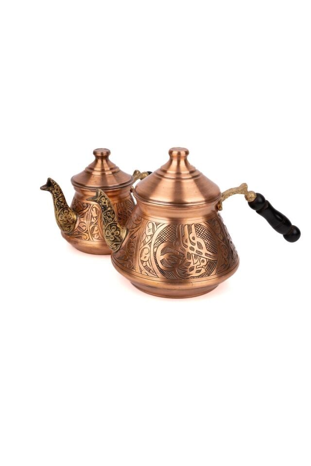 Bakır Selçuk TUĞRA motifli Çaydanlık Skoçlu