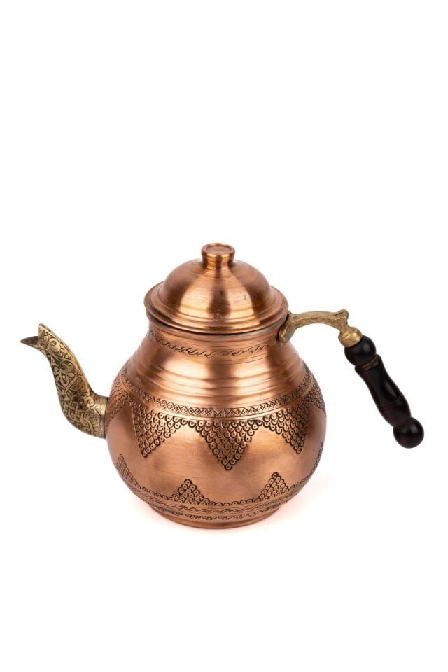 Bakır Üzüm Motifli Skoç Kaplama Çaydanlık