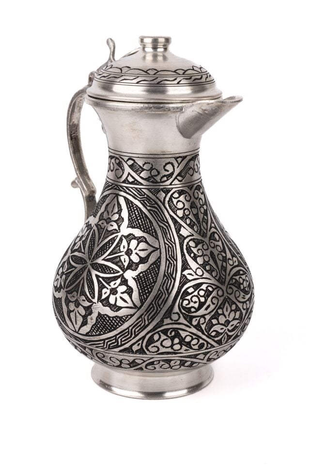 Bakır Germenicia Özel tasarım Kapaklı Sürahi, 'Eskitme'