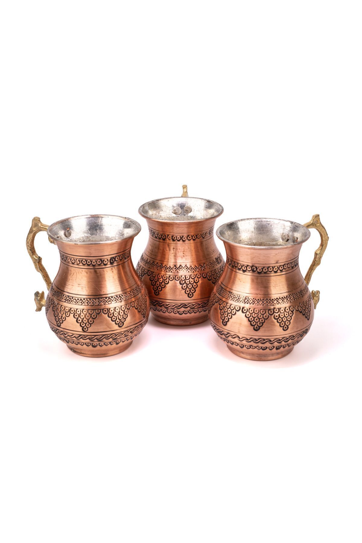 Germanicia Üzüm Desenli Oyma Bakır Bardak/maşrapa 6 adet