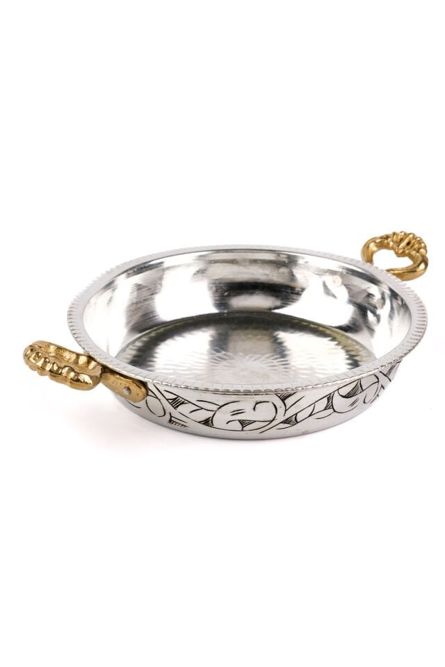 Bakır Oyma/eskitme Tava/sahan 17 Cm