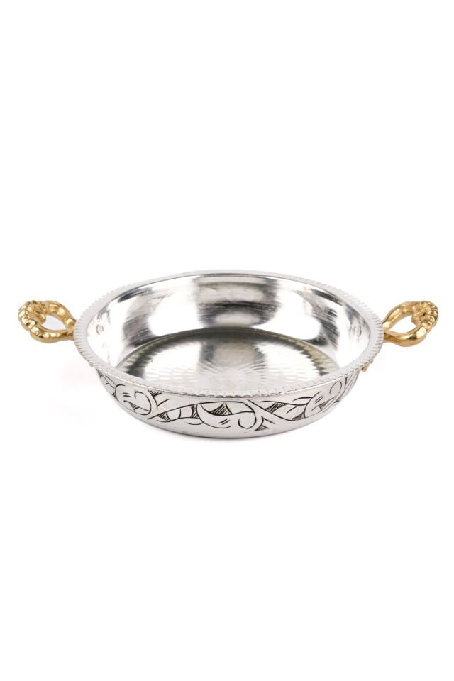 Bakır Oyma/eskitme Tava/sahan 17 Cm