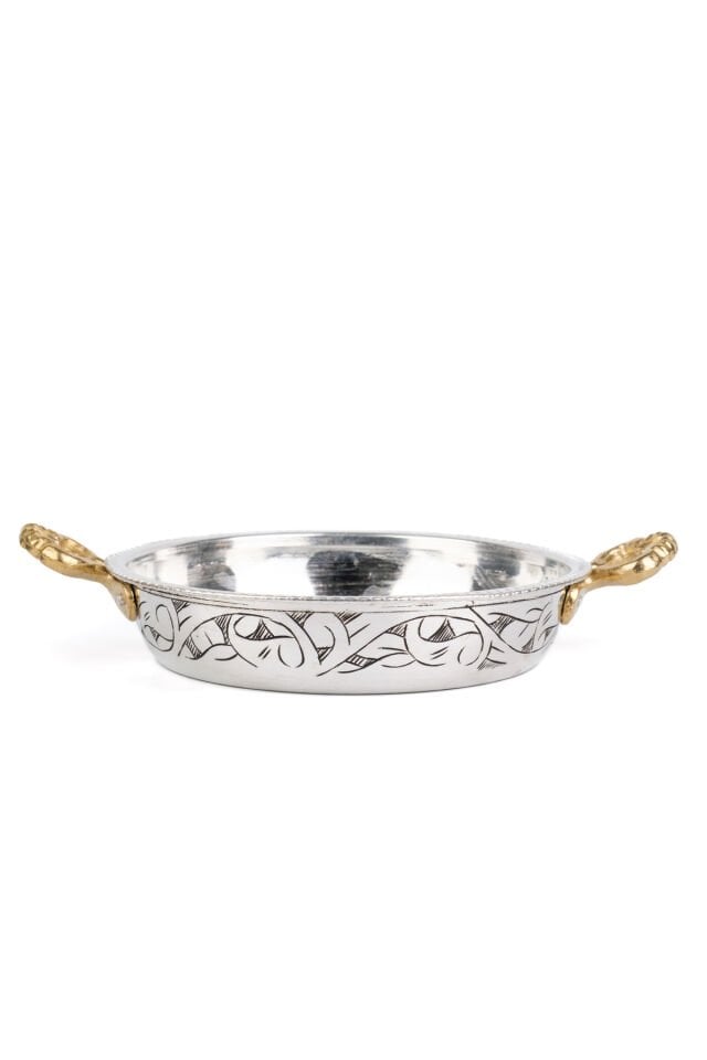 Bakır Oyma/eskitme Tava/sahan 17 Cm