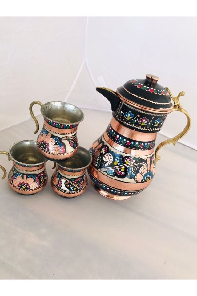 Bakır Mine Işlemeli Sürahi Ve Maşrapa Takımı