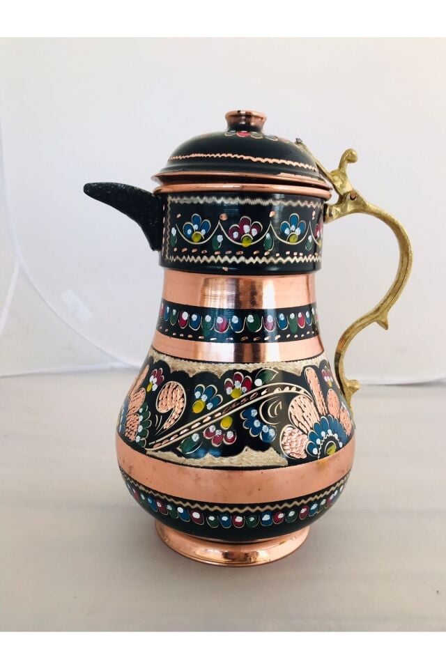 Bakır Mine Işlemeli Kapaklı Sürahi