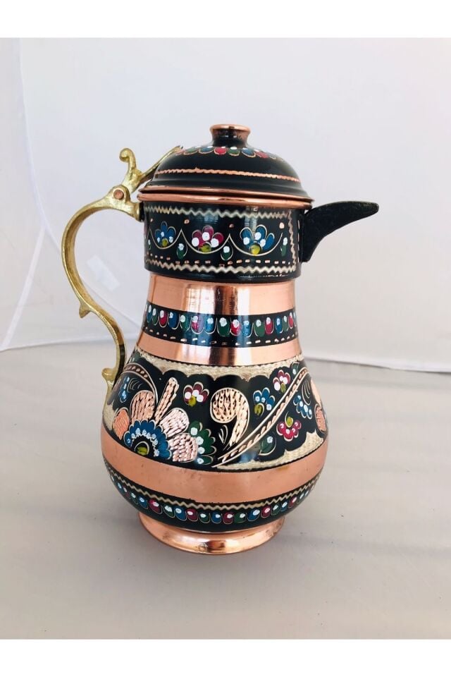 Bakır Mine Işlemeli Kapaklı Sürahi