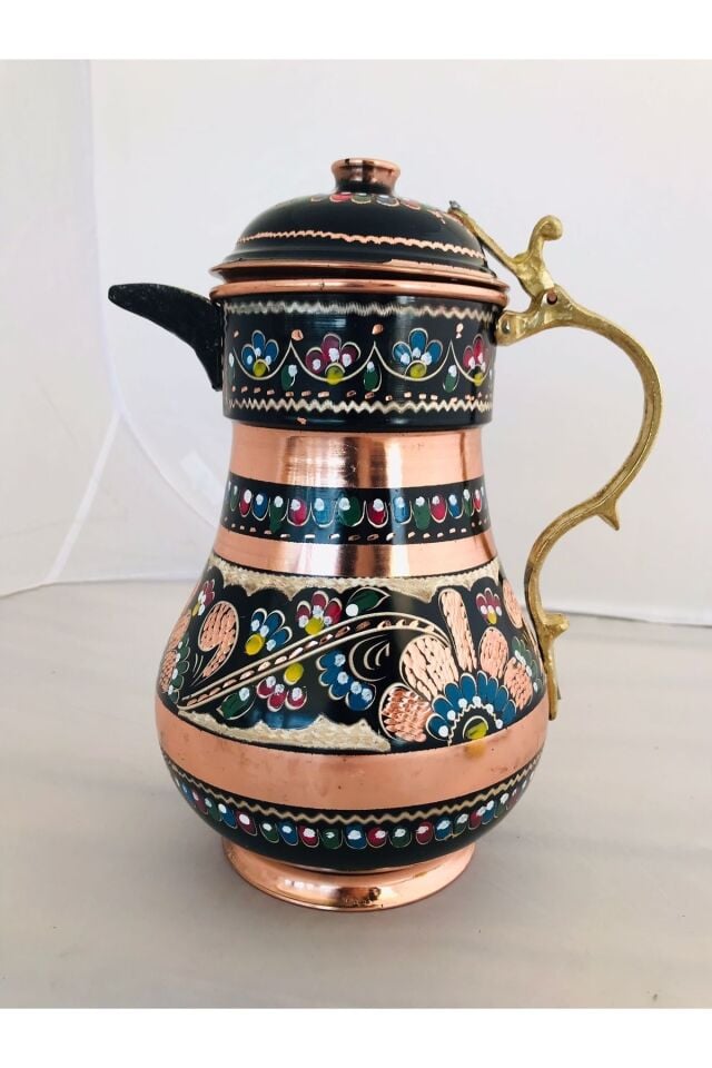 Bakır Mine Işlemeli Kapaklı Sürahi