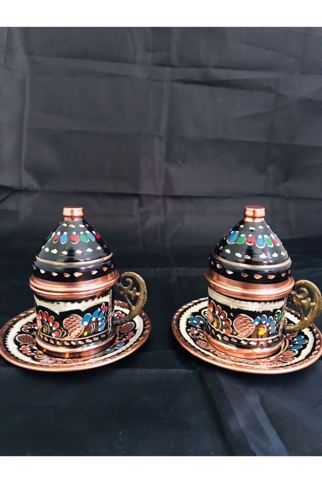 4'lü Bakır Mine Işlemeli Fincan Takımı