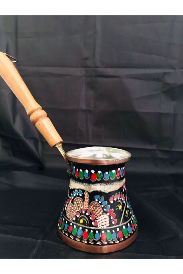 Bakır Mine Işlemeli 4 Kişilik Cezve