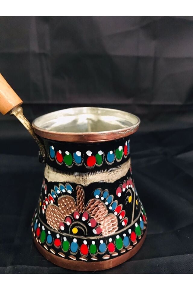 Bakır Mine Işlemeli 4 Kişilik Cezve
