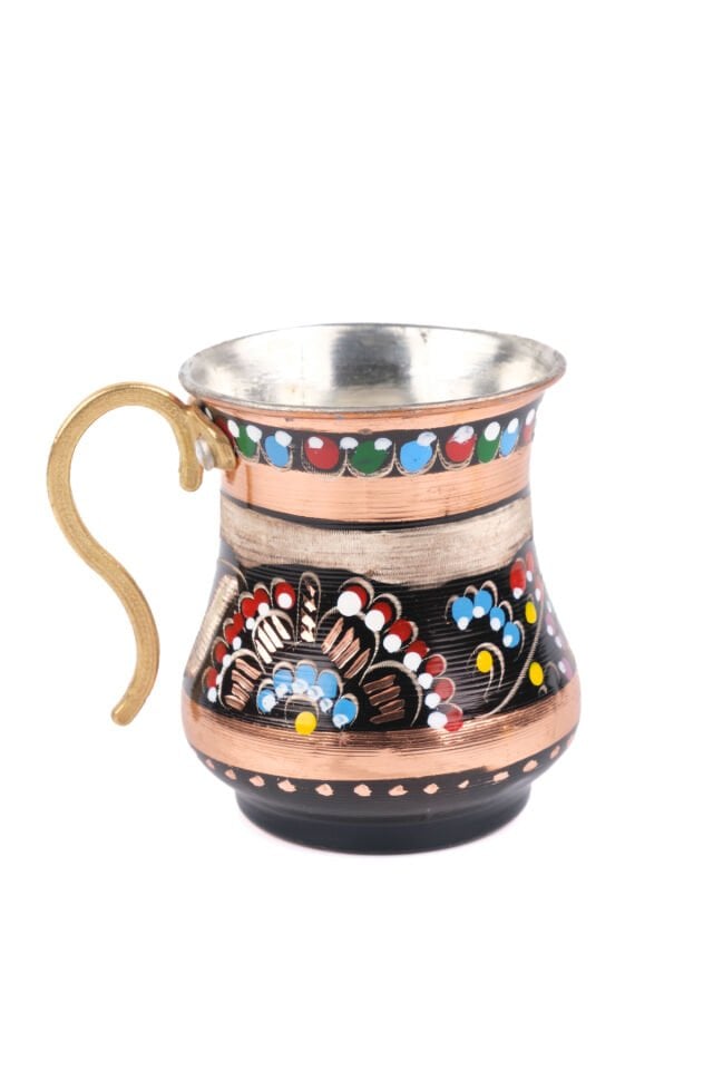 Bakır 2'li Mine Işlemeli Ayran Ve Su Bardağı