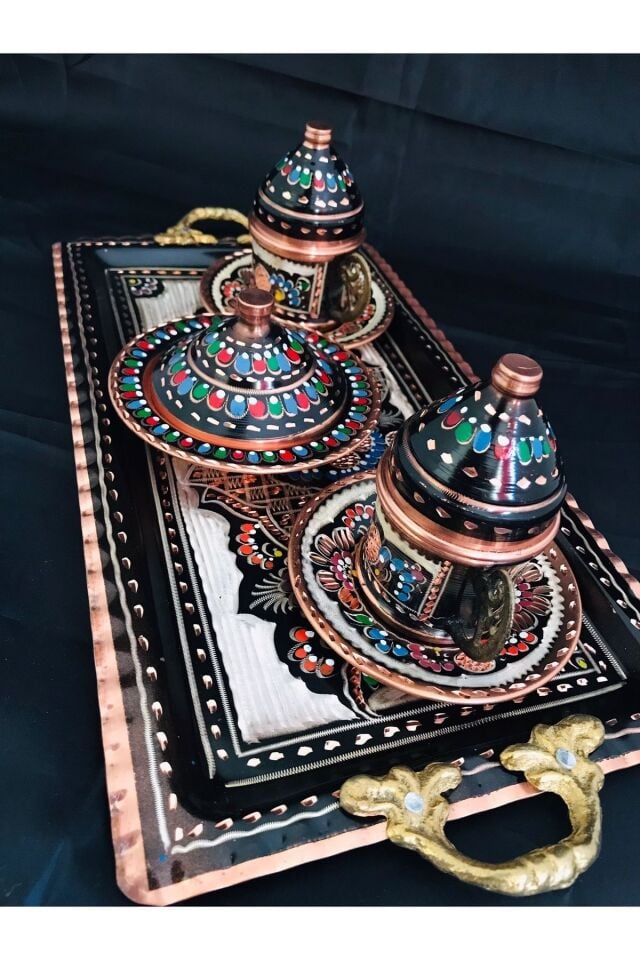 Bakır Mine Işlemeli Kahve Seti 003