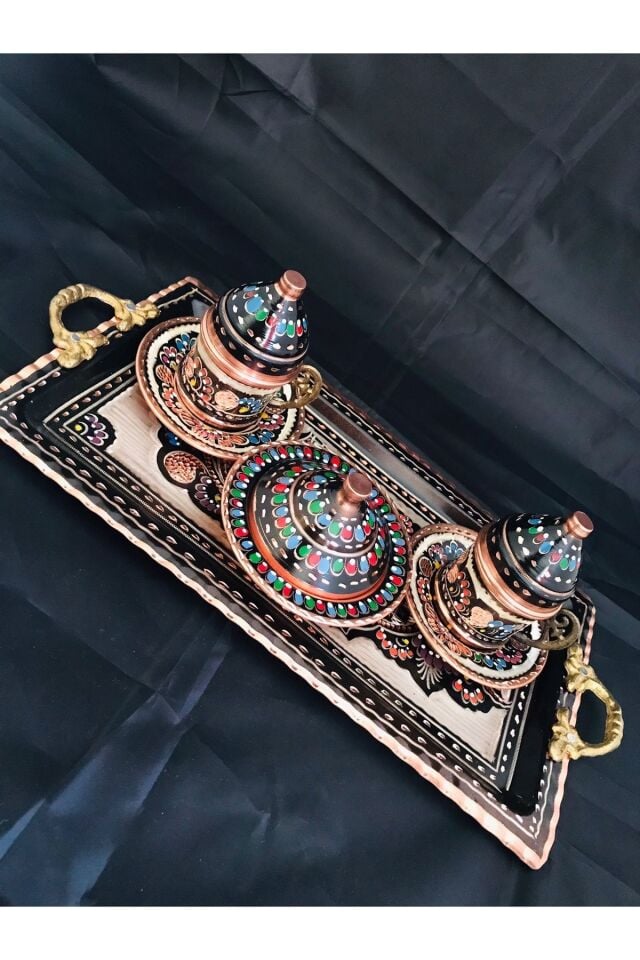 Bakır Mine Işlemeli Kahve Seti 002