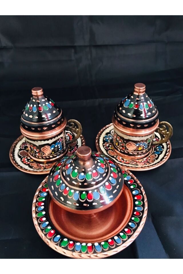 Bakır Mine Işlemeli Kahve Seti 002