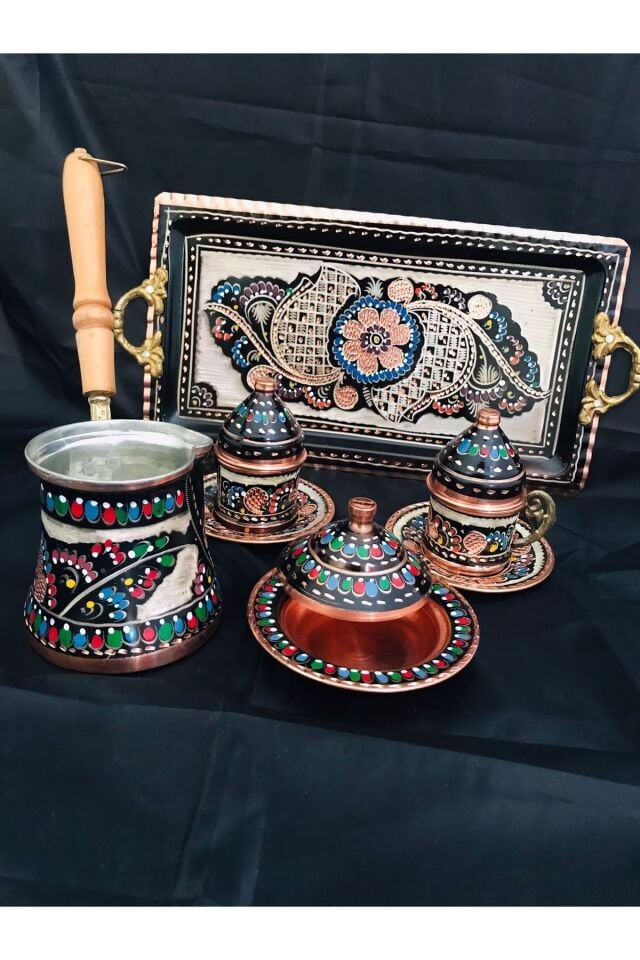 Bakır Mine Işlemeli Kahve Seti 002