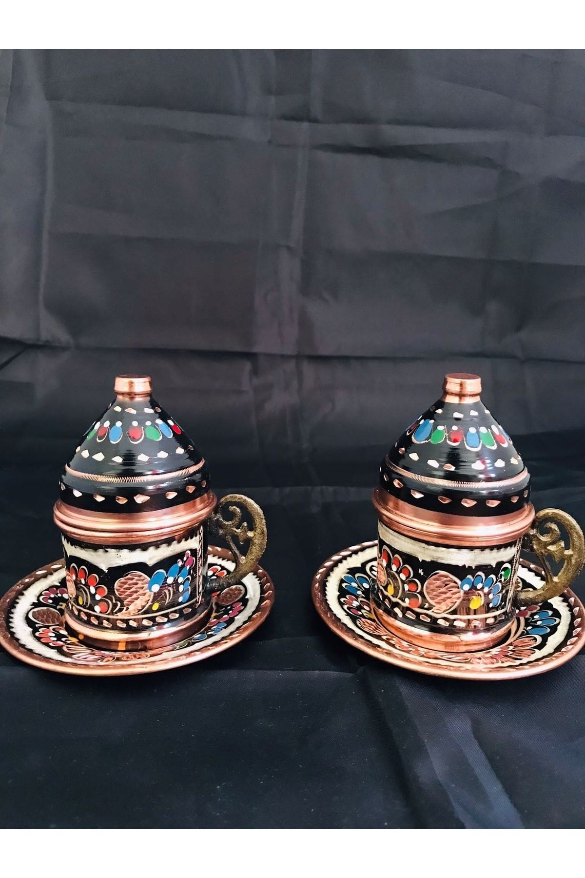 Bakır Mine Işlemeli 2'li Fincan Takımı