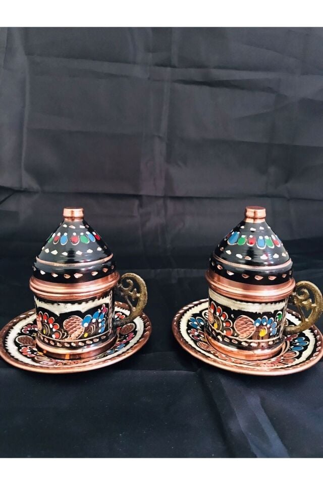 Bakır Mine Işlemeli 2'li Fincan Takımı