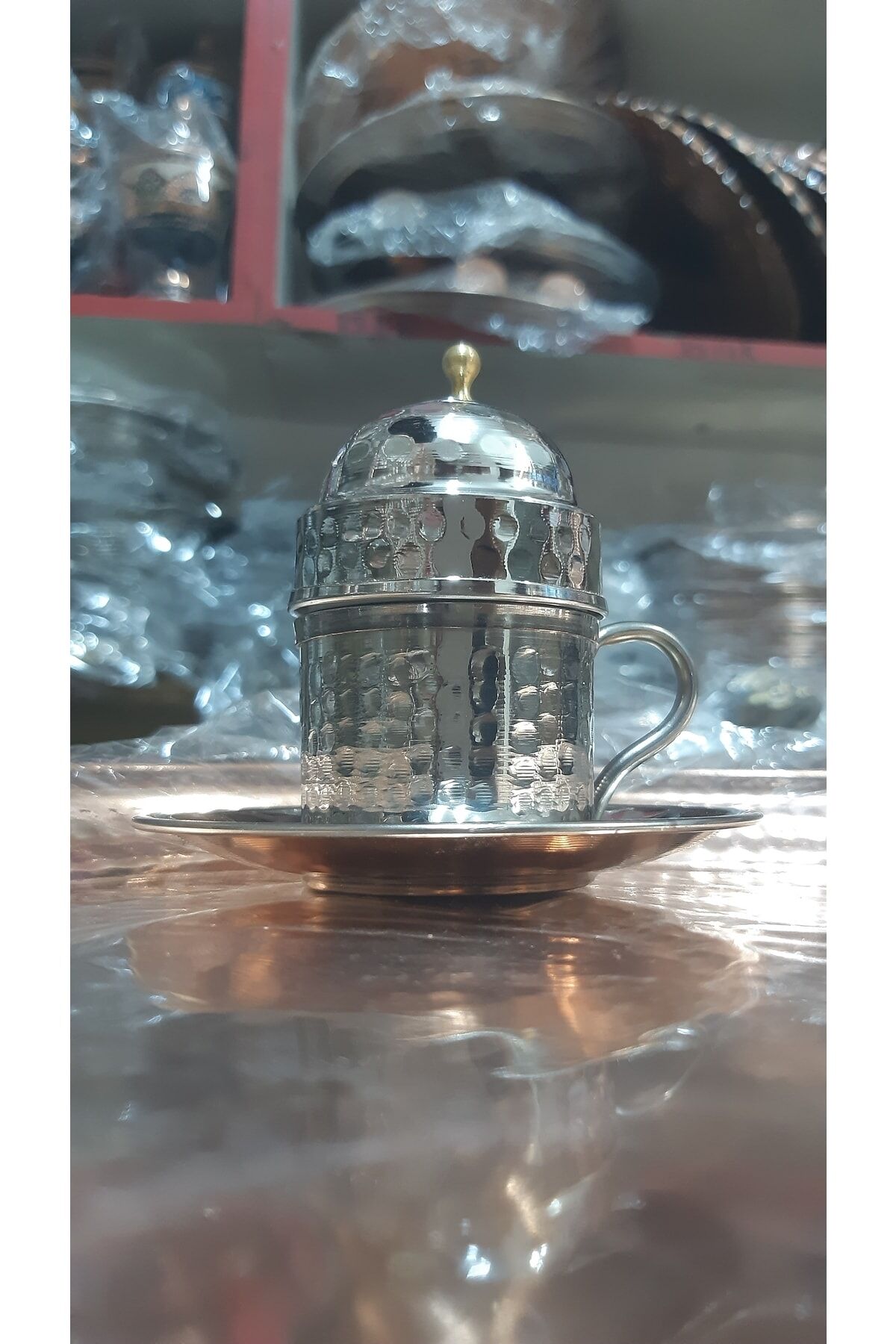 Bakır 4'lü Fincan Takımı Nikelli