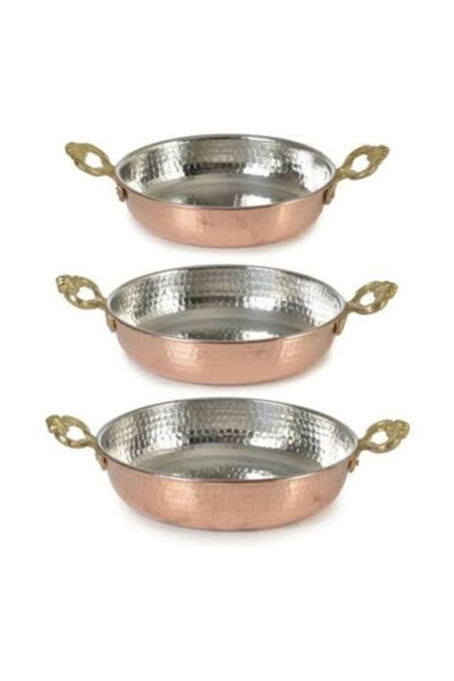 Üçlü Kalın Bakır Tava Seti